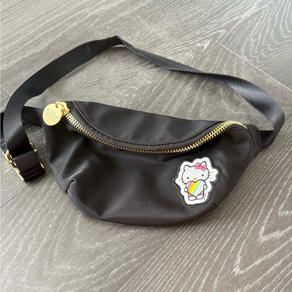 Stoney Clover Lane Black Fanny Pack with Hello Kitty Patch